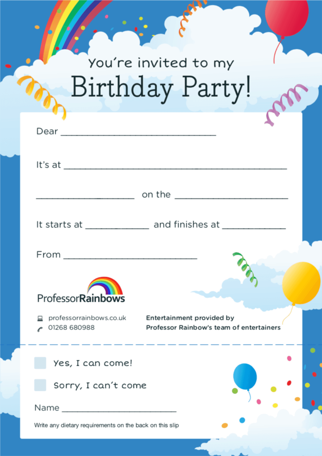 Preview of the children’s party invitation