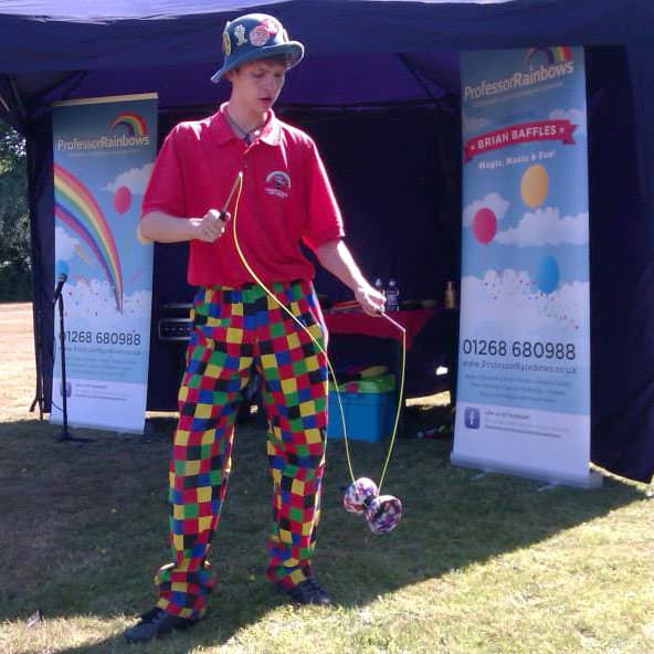 An entertainer using a diabolo